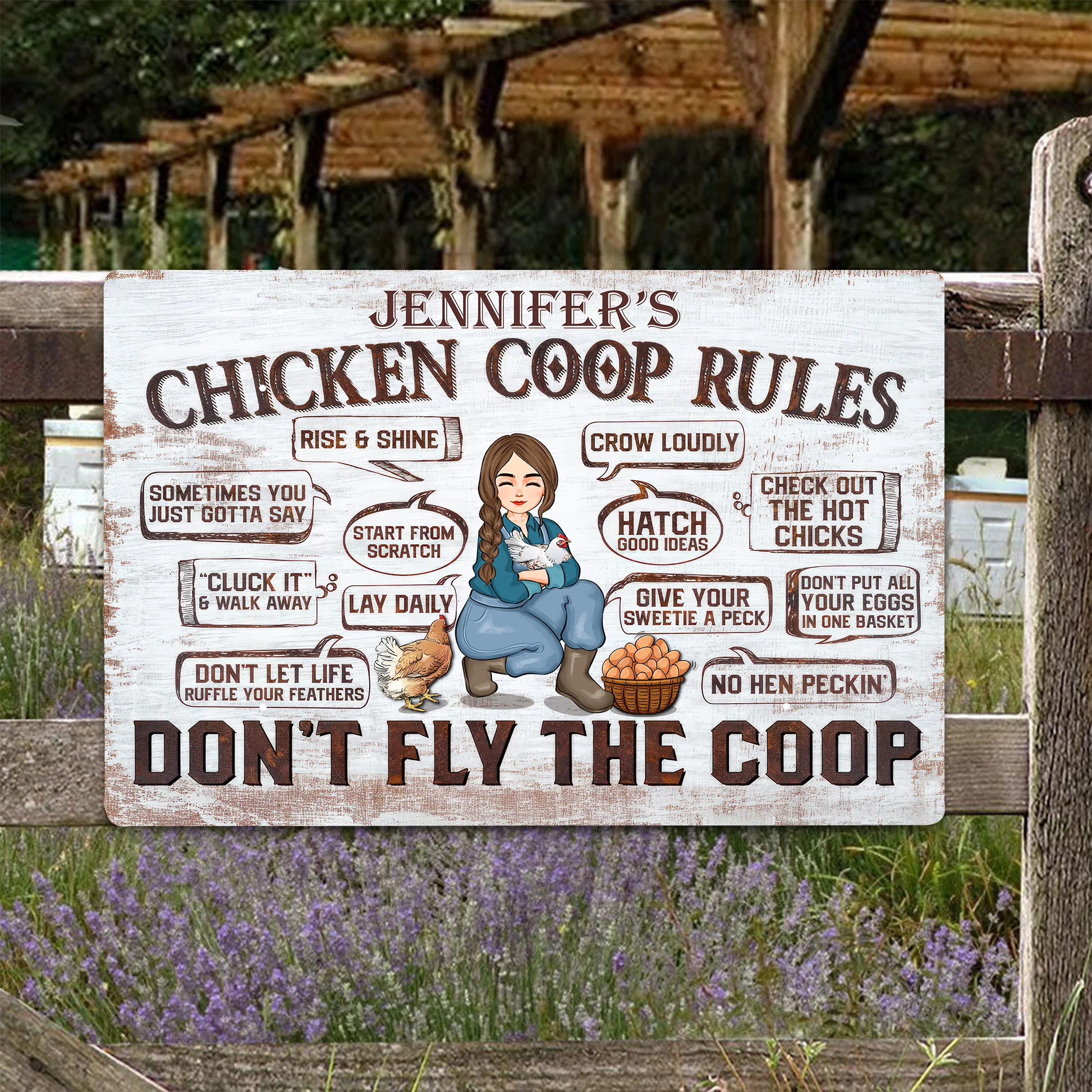 Chicken Coop Rules  - Personalized Metal Sign - Gift For Mom, Grandma, Mothers Day, Farmers | GR17 NA94 - Image 3