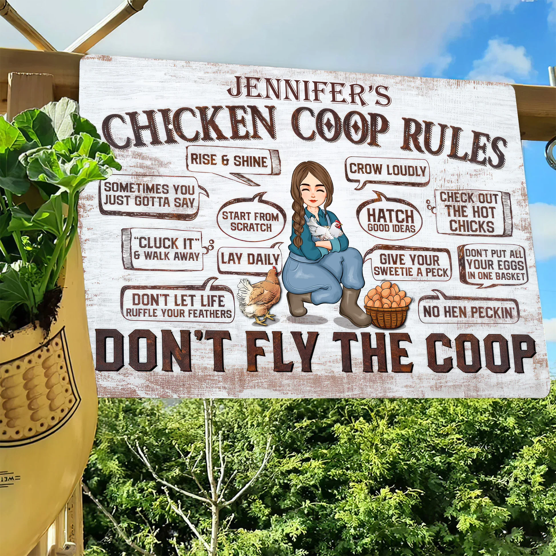 Chicken Coop Rules  - Personalized Metal Sign - Gift For Mom, Grandma, Mothers Day, Farmers | GR17 NA94 - Image 5