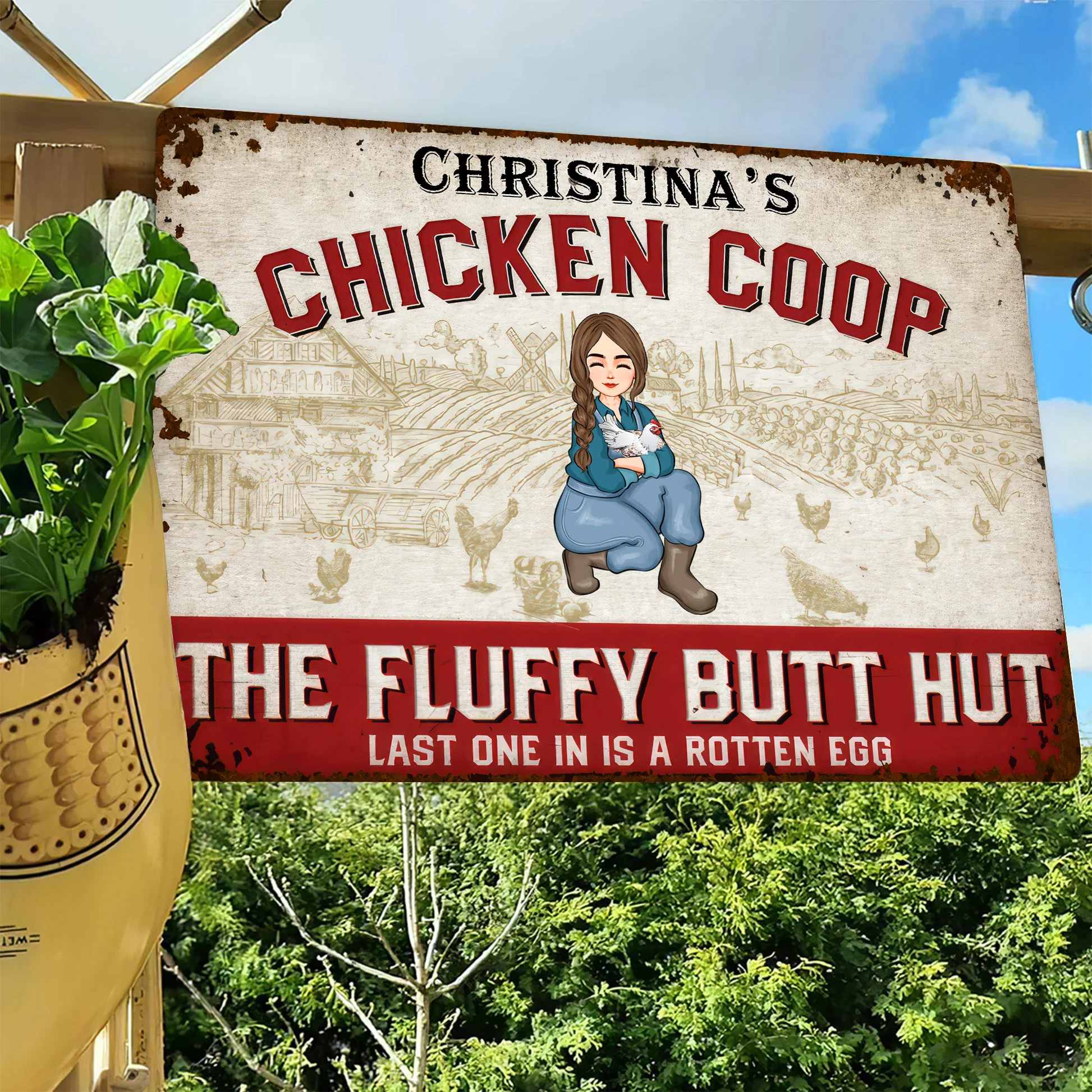 Chicken Coop, The Fluffy Butt Hut - Personalized Metal Sign - Funny Gifts For Farmer, Gifts For Chicken Lover | GR17 NH96 - Image 5