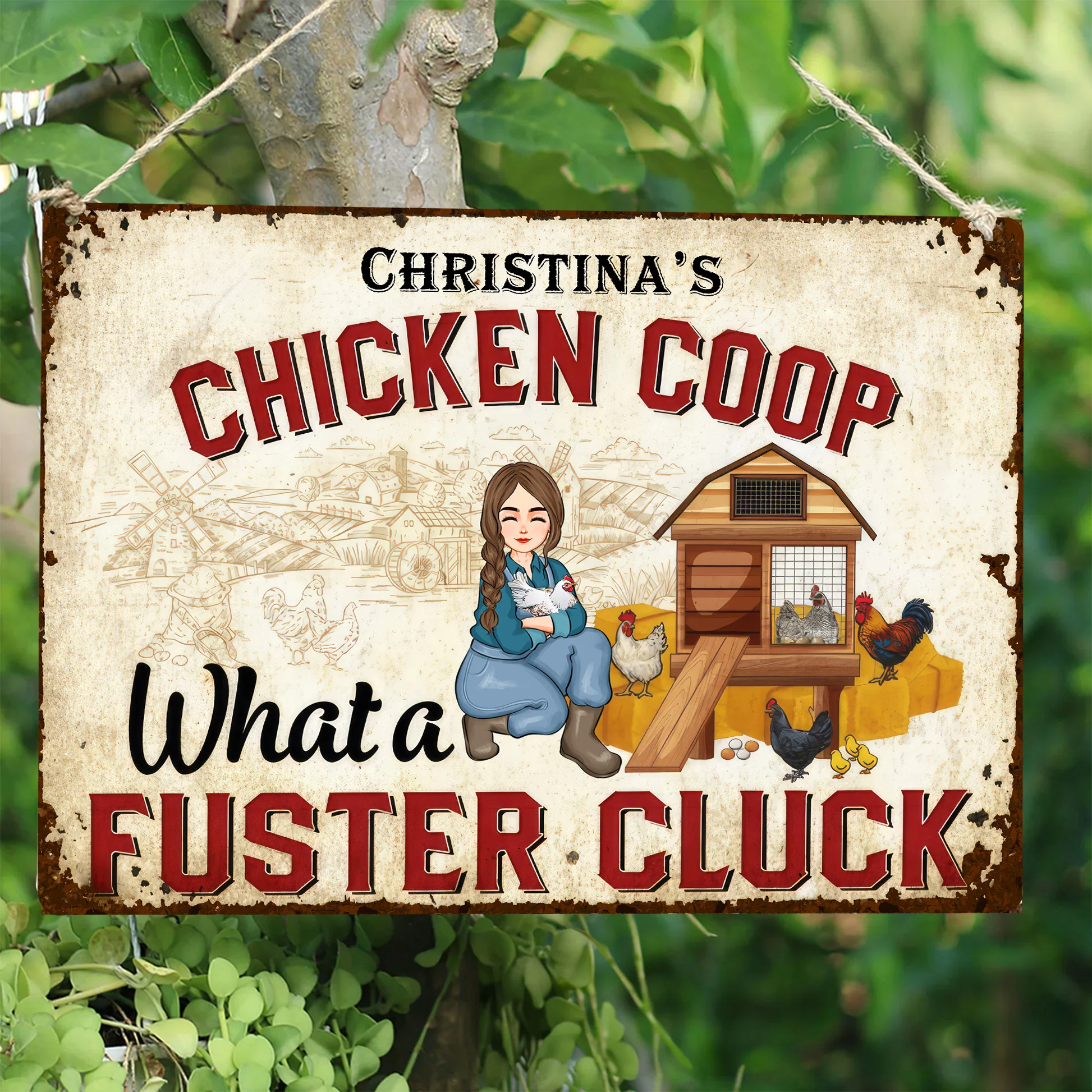 Chicken Coop What A Fuster Cluck - Personalized Metal Sign - Funny Gifts For Farmer, Gifts For Chicken Lover | GR17 NH96 - Image 4