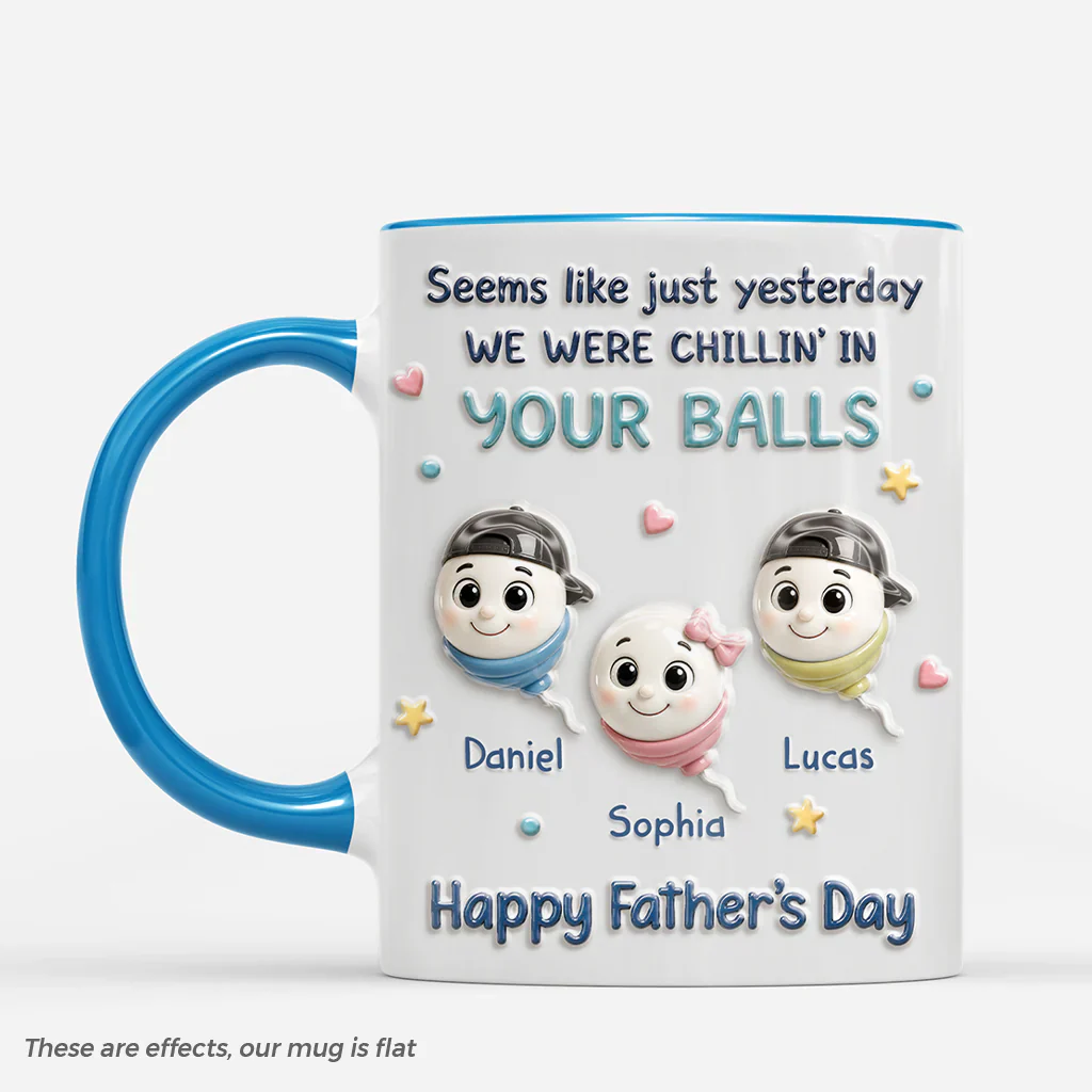 Chilling In Your Balls - Personalized Accent Mug - Funny Gift For Father's Day