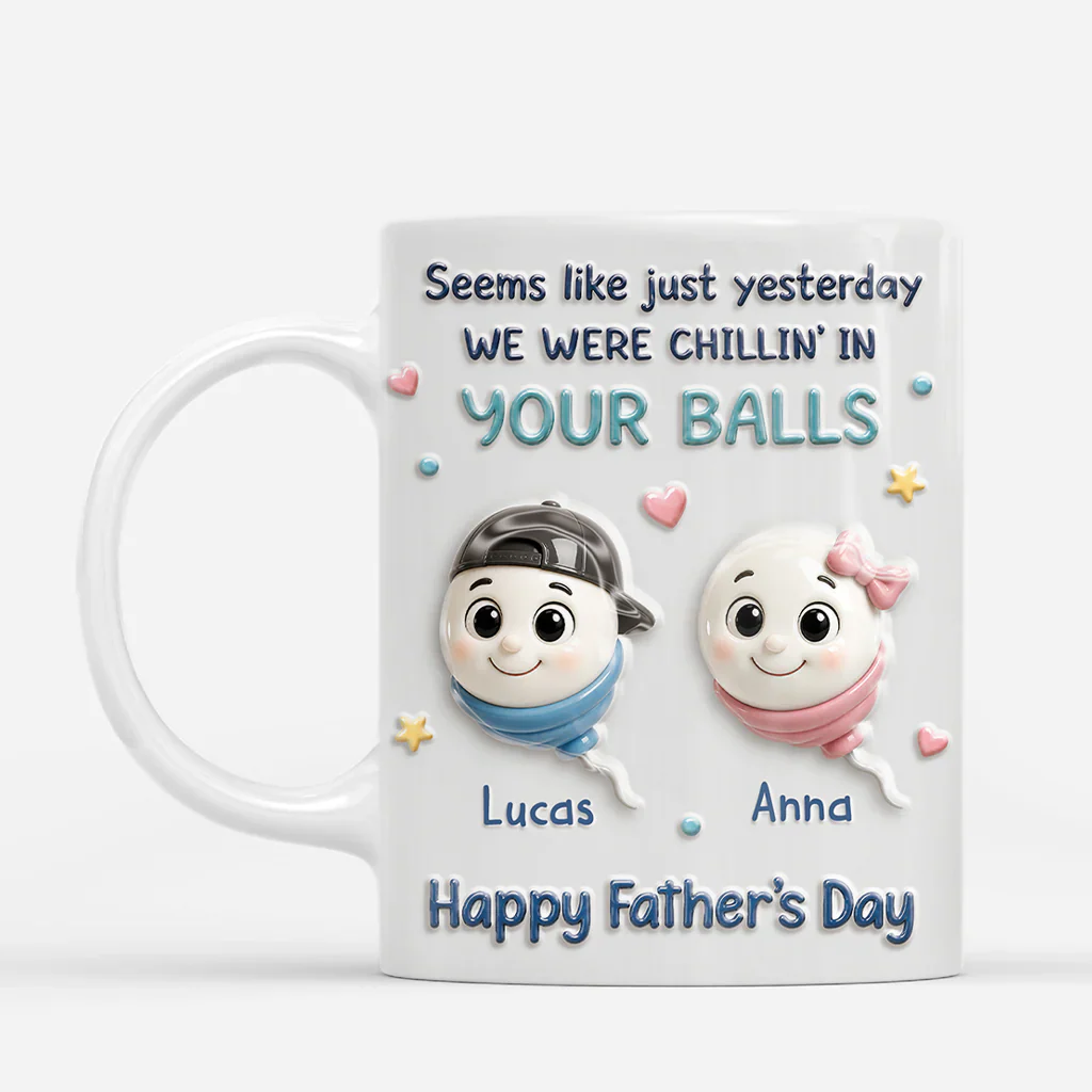 Chilling In Your Balls - Personalized Accent Mug - Funny Gift For Father's Day - Image 2
