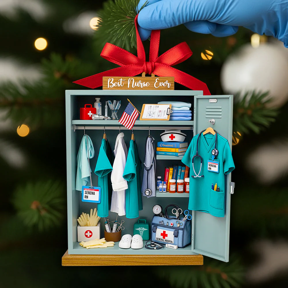Christmas Best Nurse Ever Festive Locker - Personalized Acrylic Ornament - Gifts For Nurse - Image 2