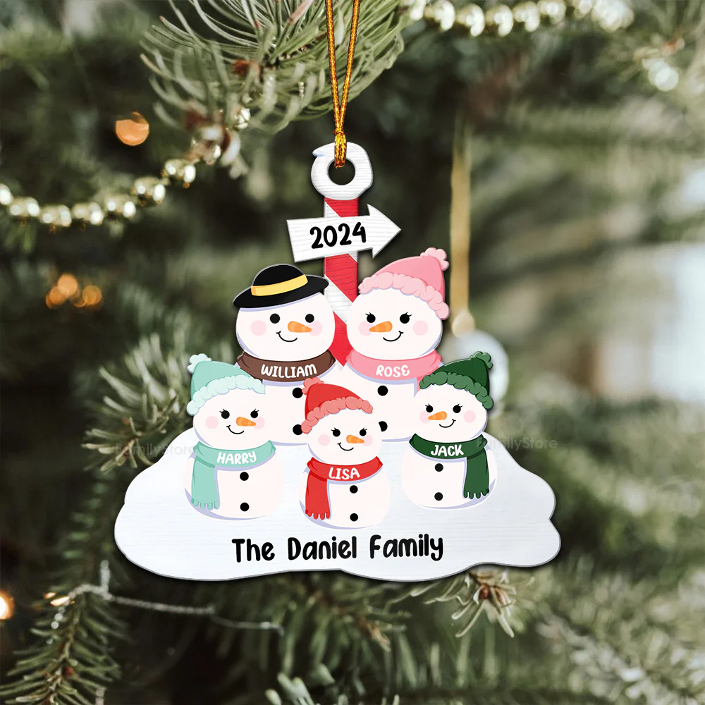 Christmas Family Snowmans - Gift For Family - Personalized Wood Ornament - CL34 NA94 - Image 3