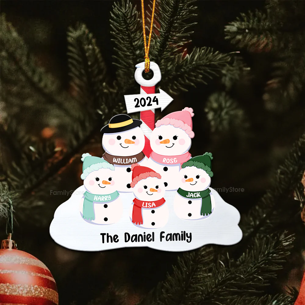 Christmas Family Snowmans - Gift For Family - Personalized Wood Ornament - CL34 NA94 - Image 5