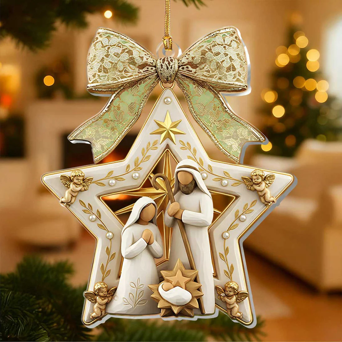 Christmas Holy Family Nativity - 1-Layer Acrylic Ornament HL128 - Image 3