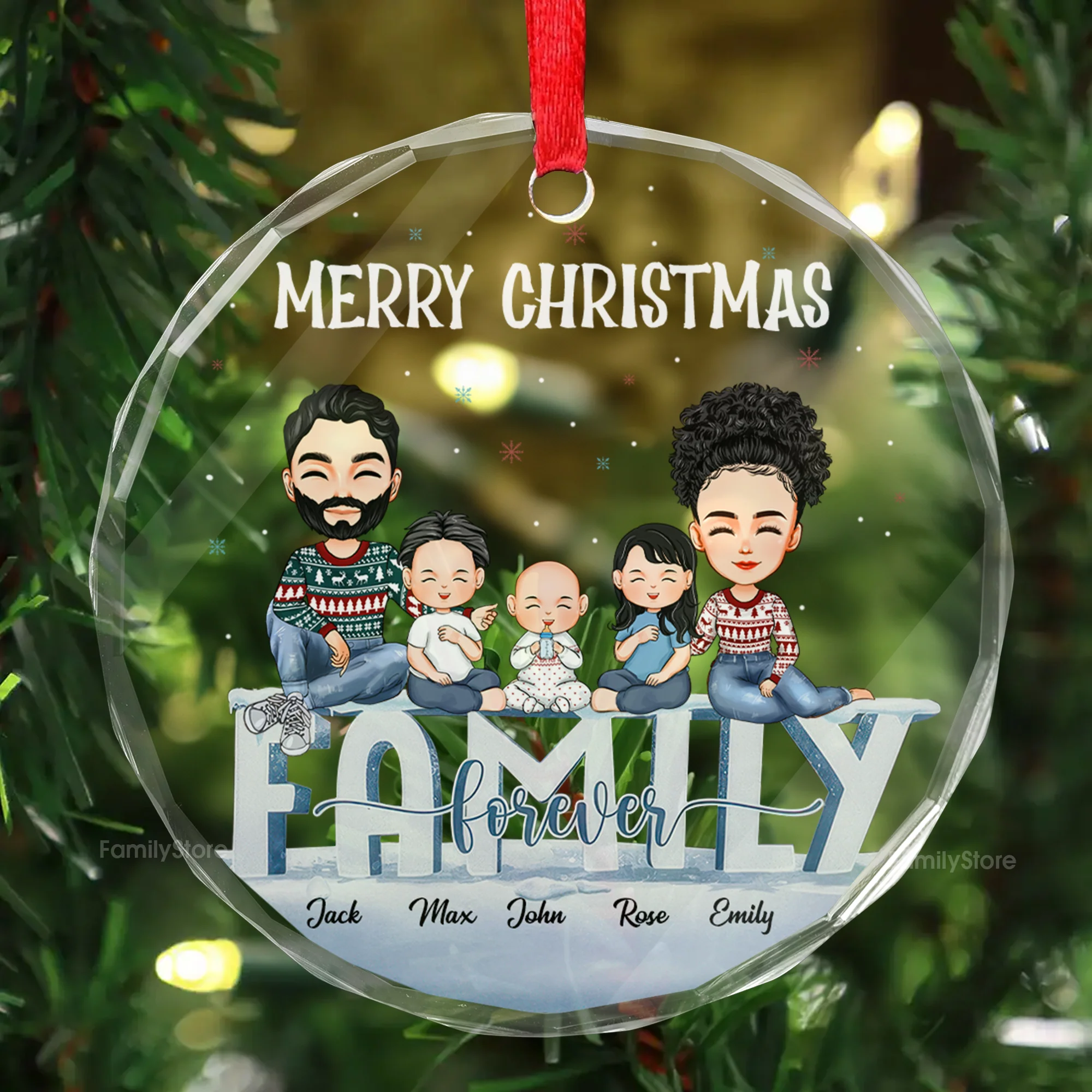 Christmas Is A Time For My Family - Gift For Family - Personalized Glass Ornament - CL33 NA94 - Image 2
