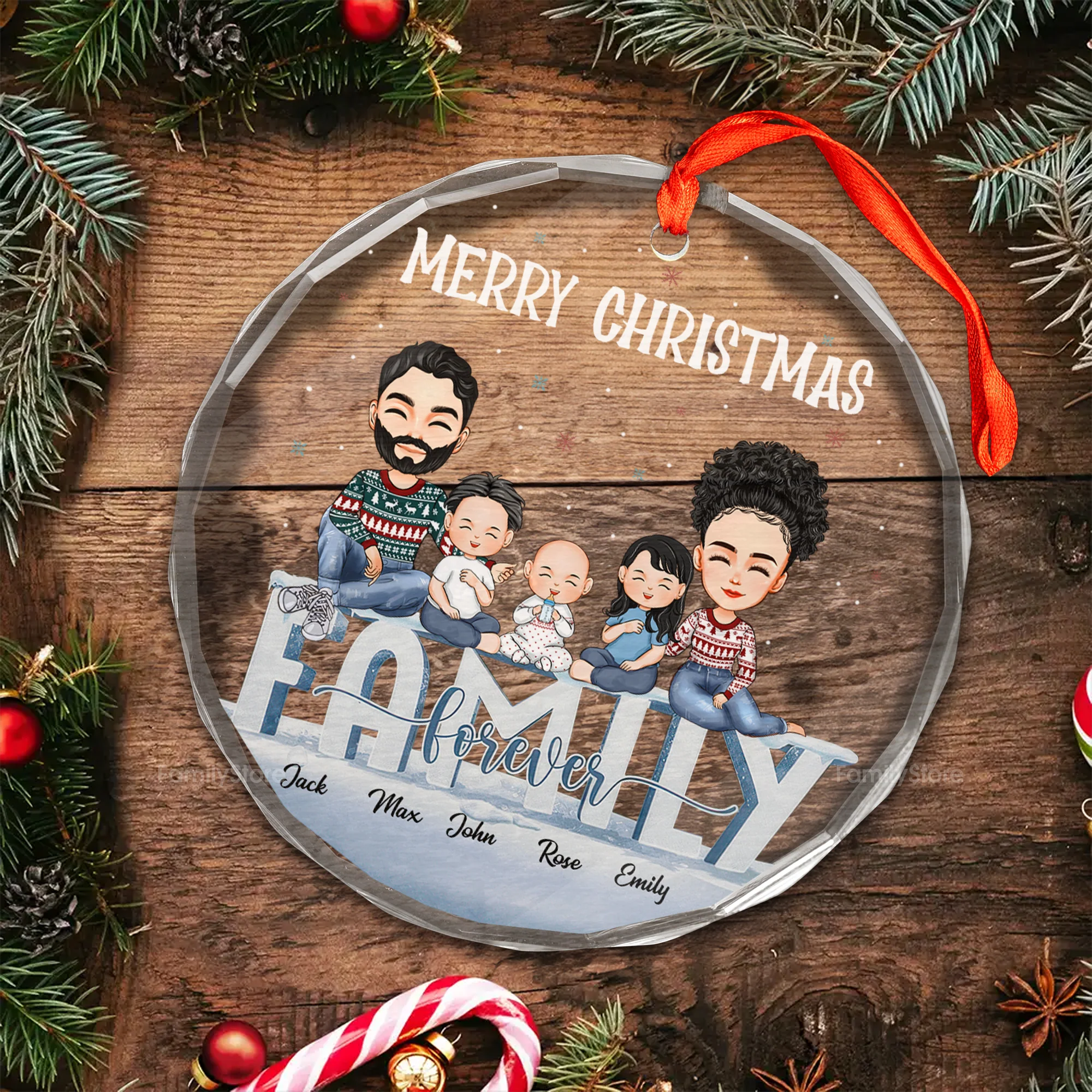 Christmas Is A Time For My Family - Gift For Family - Personalized Glass Ornament - CL33 NA94 - Image 4