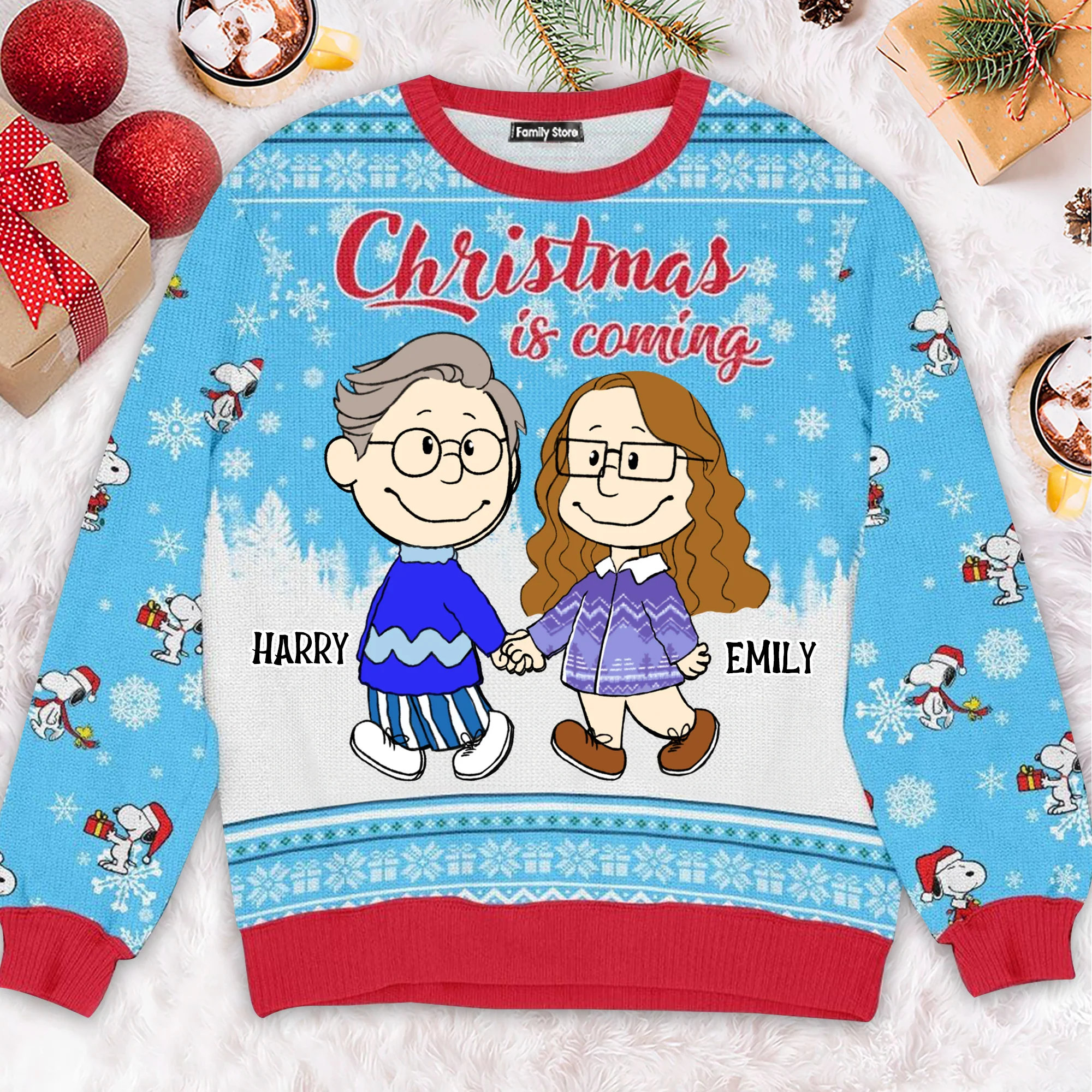 Peanut Christmas Is Coming - Personalized Ugly Sweatshirt - Gift For Couple, Husband Wife, Anniversary CL43 NH96 - Image 2