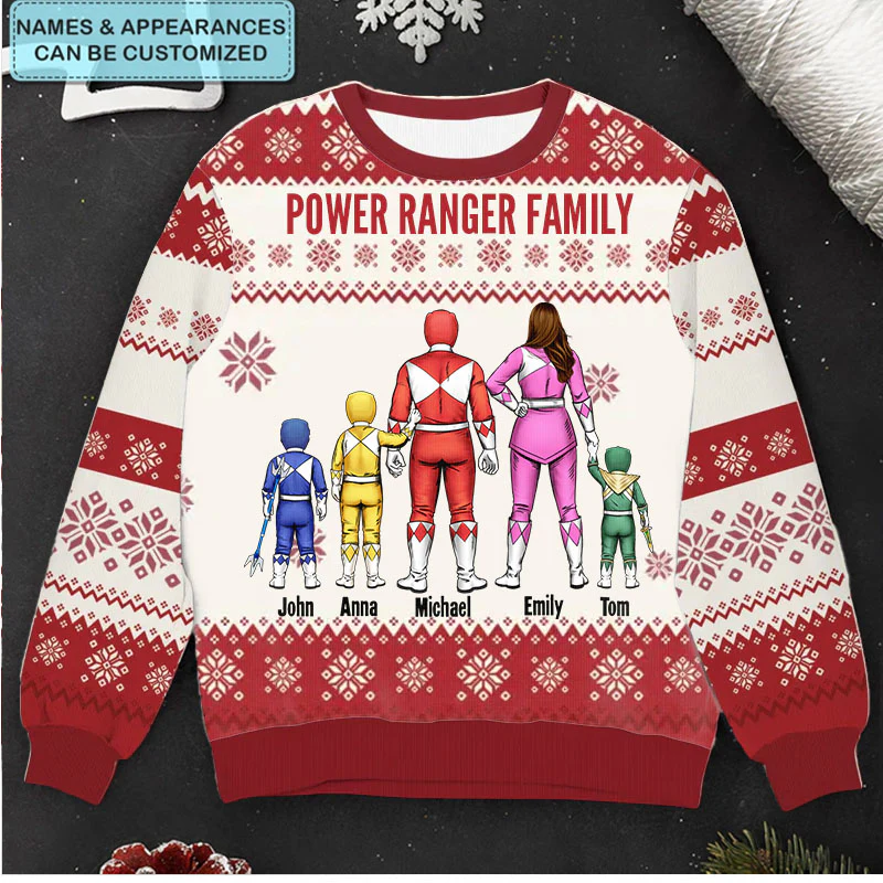 Christmas Power Rangwe Family Costumes - Personalized Custom Ugly Sweatshirt - Christmas Gift For Family, Family Members - CL21 PT - Image 2