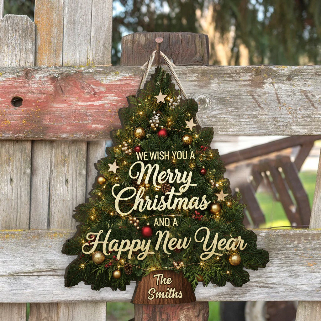 Christmas Tree Wreath Decoration - Personalized Custom Shaped Wood Sign - Christmas Gifts For Family NL122 - Image 2
