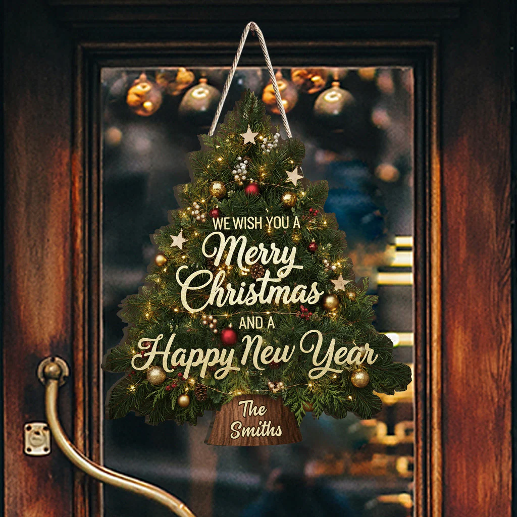 Christmas Tree Wreath Decoration - Personalized Custom Shaped Wood Sign - Christmas Gifts For Family NL122 - Image 3