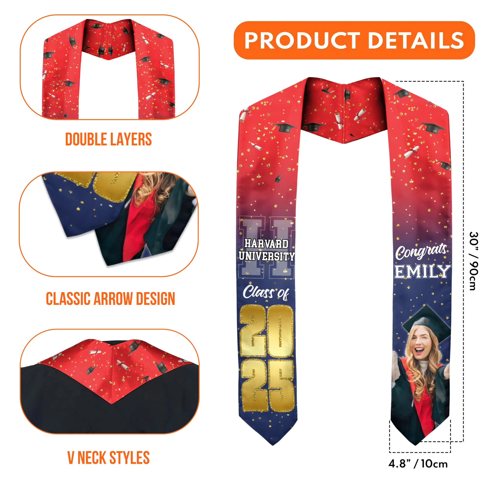 Class Of 2025 Congrats For Your Graduation - Personalized Graduation Stoles - Graduation Gift, Senior Gift | Custom Photo NH96 - Image 5