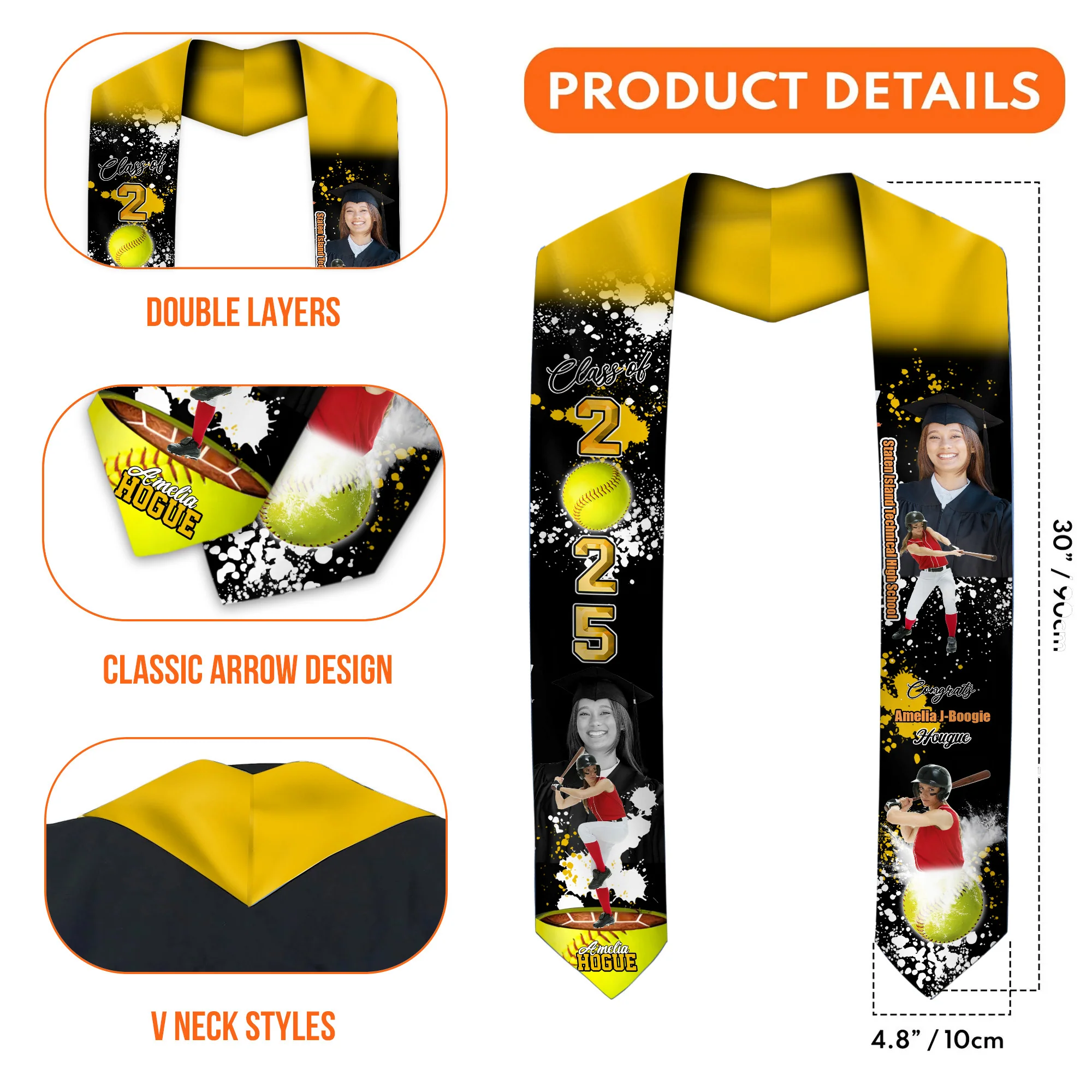 Class Of 2025 With Sporty Style - Personalized Graduation Stoles - Graduation Gift, Senior Gift | Custom Photo NH96 - Image 5
