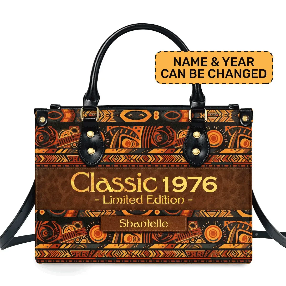 Classic Birth Year Limited Edition Tote - Personalized Leather Handbag - Gift For Black Women | HD95