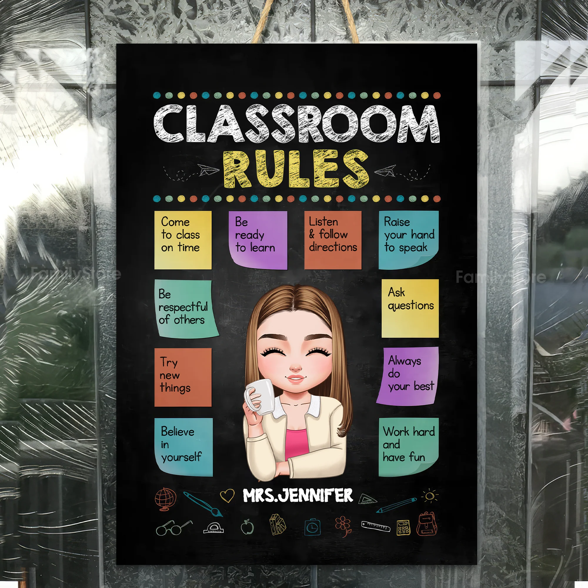 Classroom Rules Optimistic Bulletin Board - Personalized Door Wood Sign - Gift For Teacher, Classroom Decor | CLTC05 HD95 - Image 4