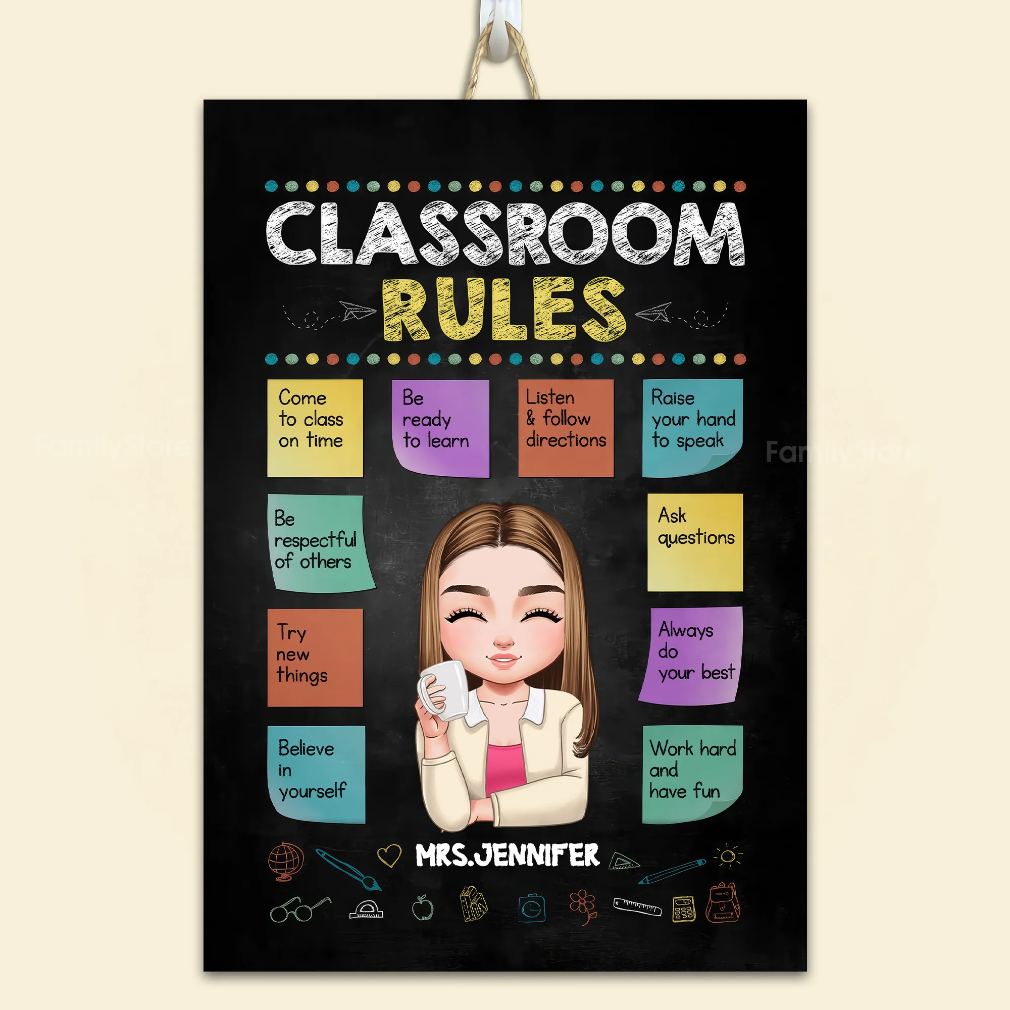 Classroom Rules Optimistic Bulletin Board - Personalized Door Wood Sign - Gift For Teacher, Classroom Decor | CLTC05 HD95 - Image 5