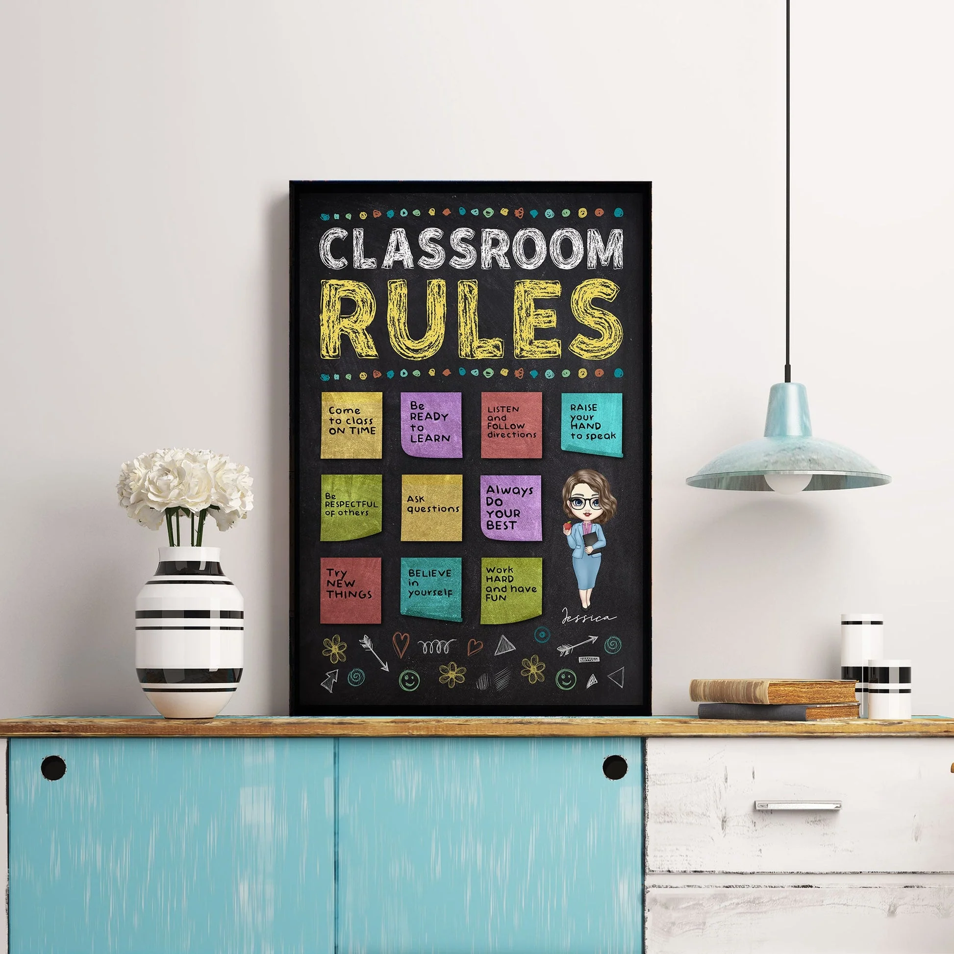 Classroom Rules Ver2 - Personalized Poster - Back To School Gift For Teachers, Friends| CLTC01 - Image 2