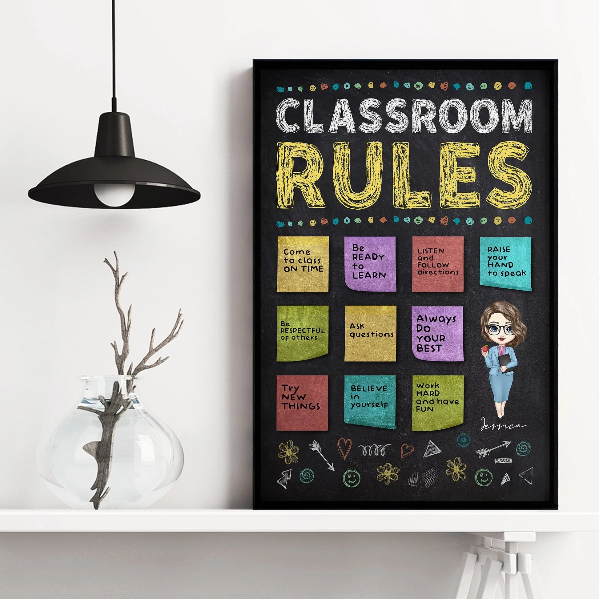 Classroom Rules Ver2 - Personalized Poster - Back To School Gift For Teachers, Friends| CLTC01 - Image 3