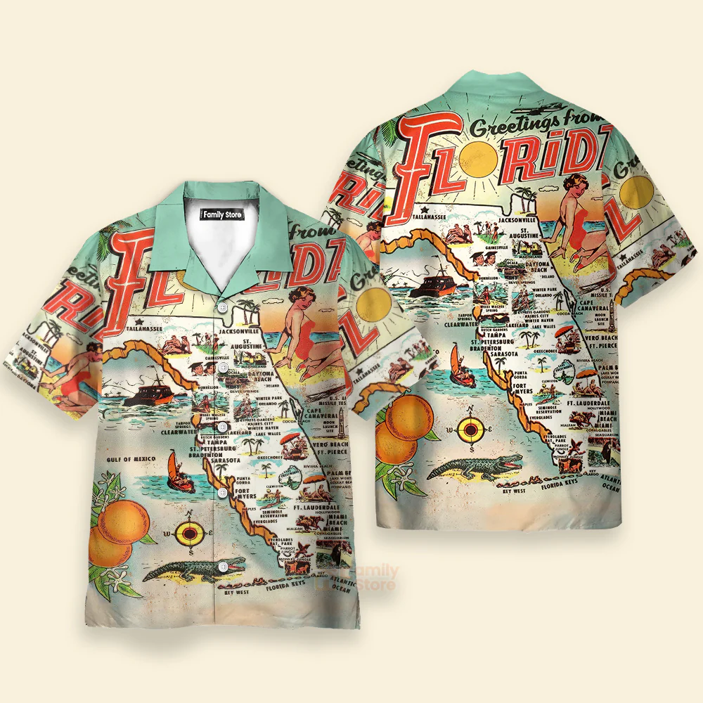 Coastal Vibes A Greeting From Florida - Hawaiian Shirt - Image 3