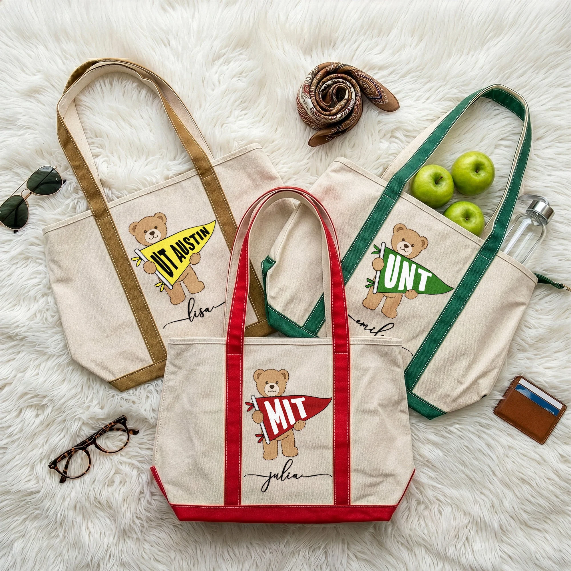 College Pennant School Spirit - Personalized Embroidery Tote Bag - Gift For Students, Teacher - Image 3