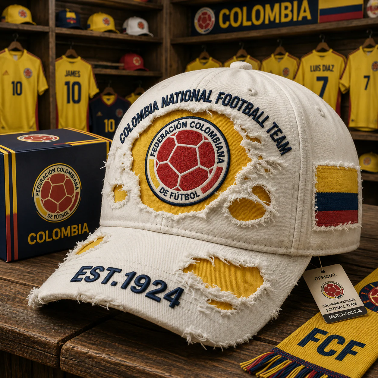 Colombia National Football Team Distressed - Classic Cap - Gifts For Football Lovers, Sports Fans