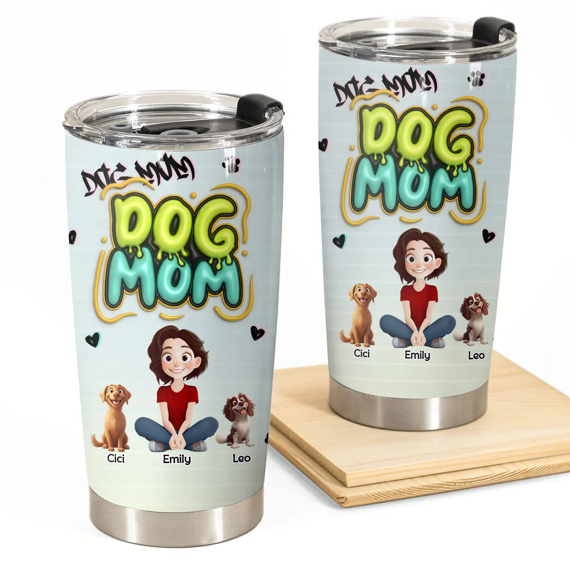 Colorful Dog Mom Slay 3D Inflated Effect Cartoon Dog - Personalized Tumbler Cup - Gift for Pet Owners, Pet Lovers, Dog Mom | CLP15 NH96