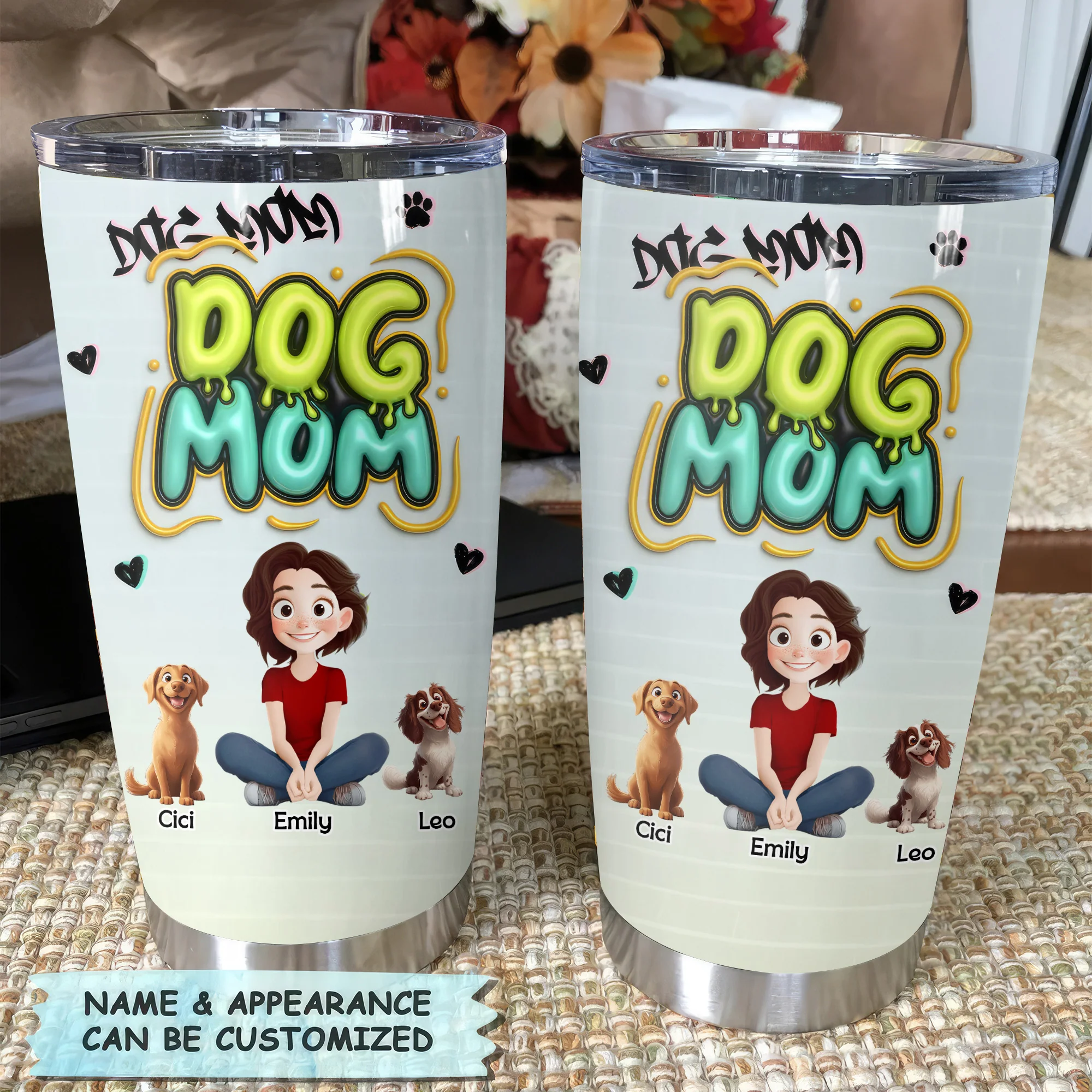 Colorful Dog Mom Slay 3D Inflated Effect Cartoon Dog - Personalized Tumbler Cup - Gift for Pet Owners, Pet Lovers, Dog Mom | CLP15 NH96 - Image 4