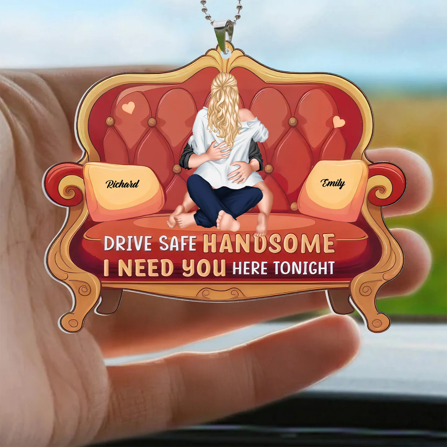 Come Home Safe, Darling - Personalized Car Hanging Ornament - Gift For Couple, Husband Wife, Anniversary Gift - CL28 NA94 - Image 3