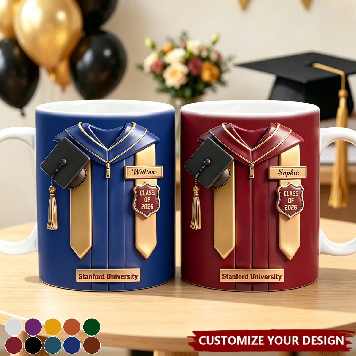 Congrats Graduation Class Of 2026 - Personalized White Mug - Gift For Graduates