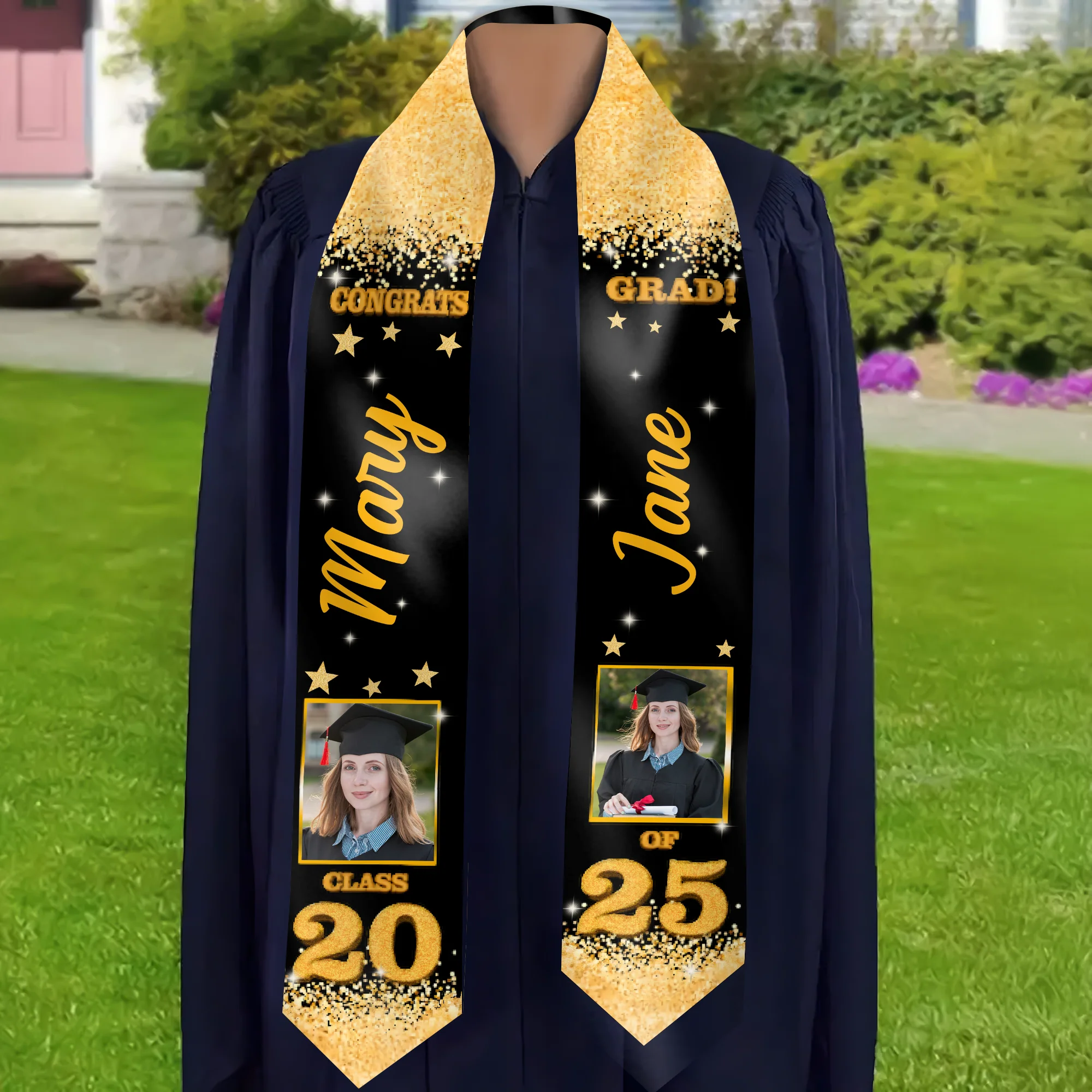 Congrats Graduation Glitter - Personalized Graduation Stoles - Graduation Gift, Senior Gift | Custom Photo NH96 - Image 3