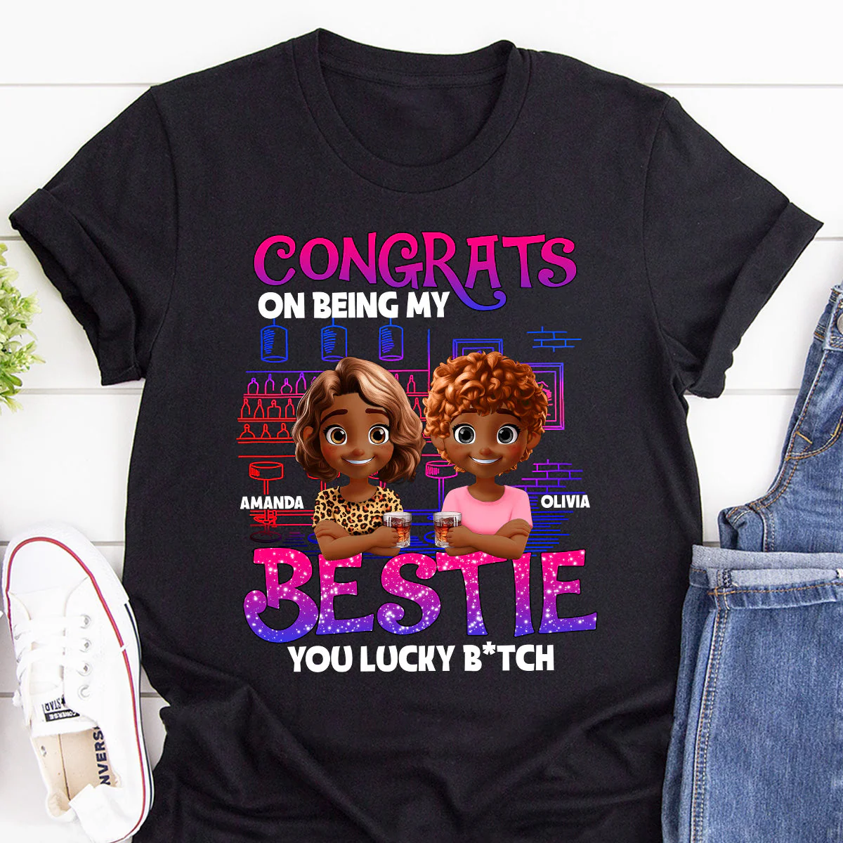 Congrats On Being My Bestie - Personalized TShirt - Gift For Besties, Friends | CLP16 HD95