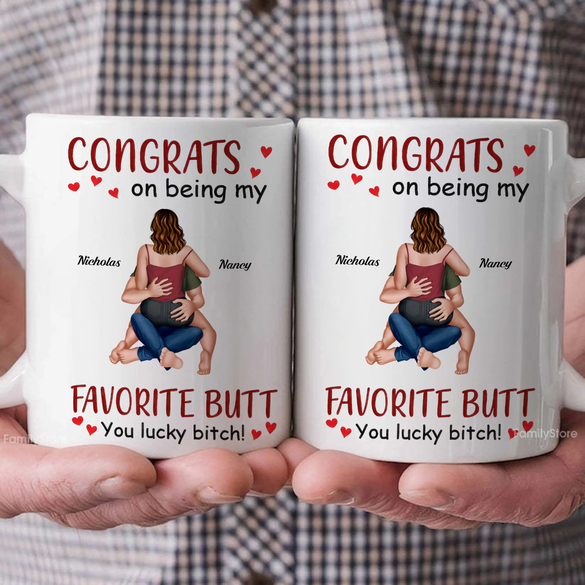 Congrats On Being My Favorite Butt - Personalized Ceramic Mug - Gift For Couple, Husband Wife - CL28 NH96 - Image 4