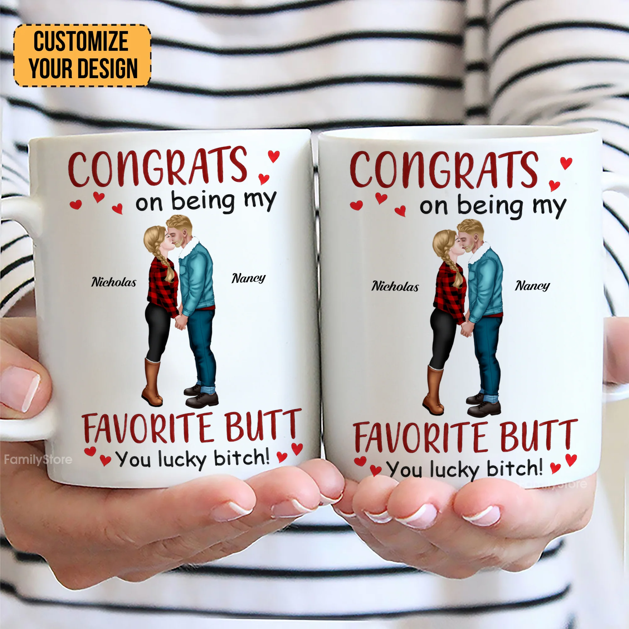 Congrats On Being My Favorite Butt - Personalized Ceramic Mug - Gift For Couple, Husband Wife - CL30 NH96 - Image 2