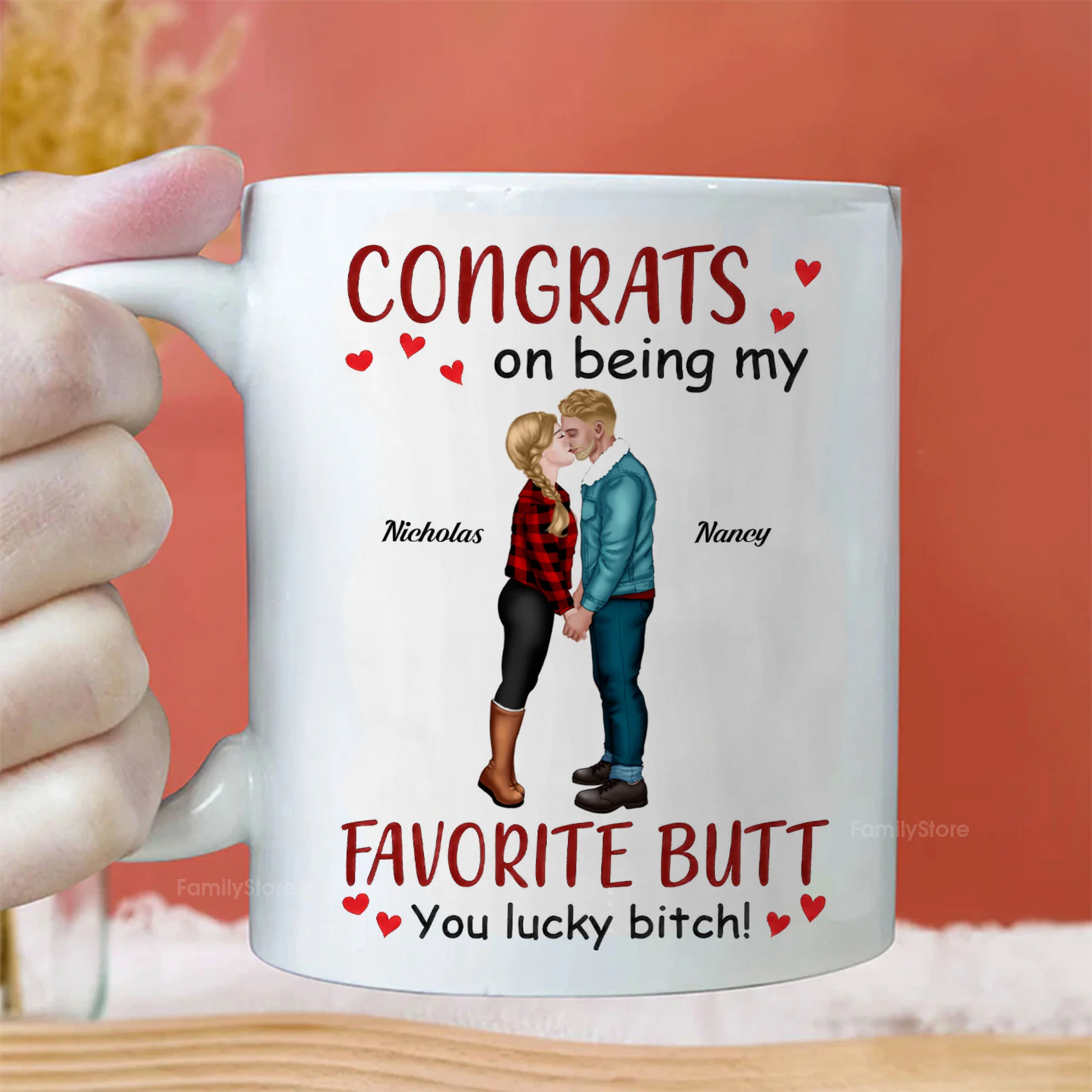 Congrats On Being My Favorite Butt - Personalized Ceramic Mug - Gift For Couple, Husband Wife - CL30 NH96 - Image 3