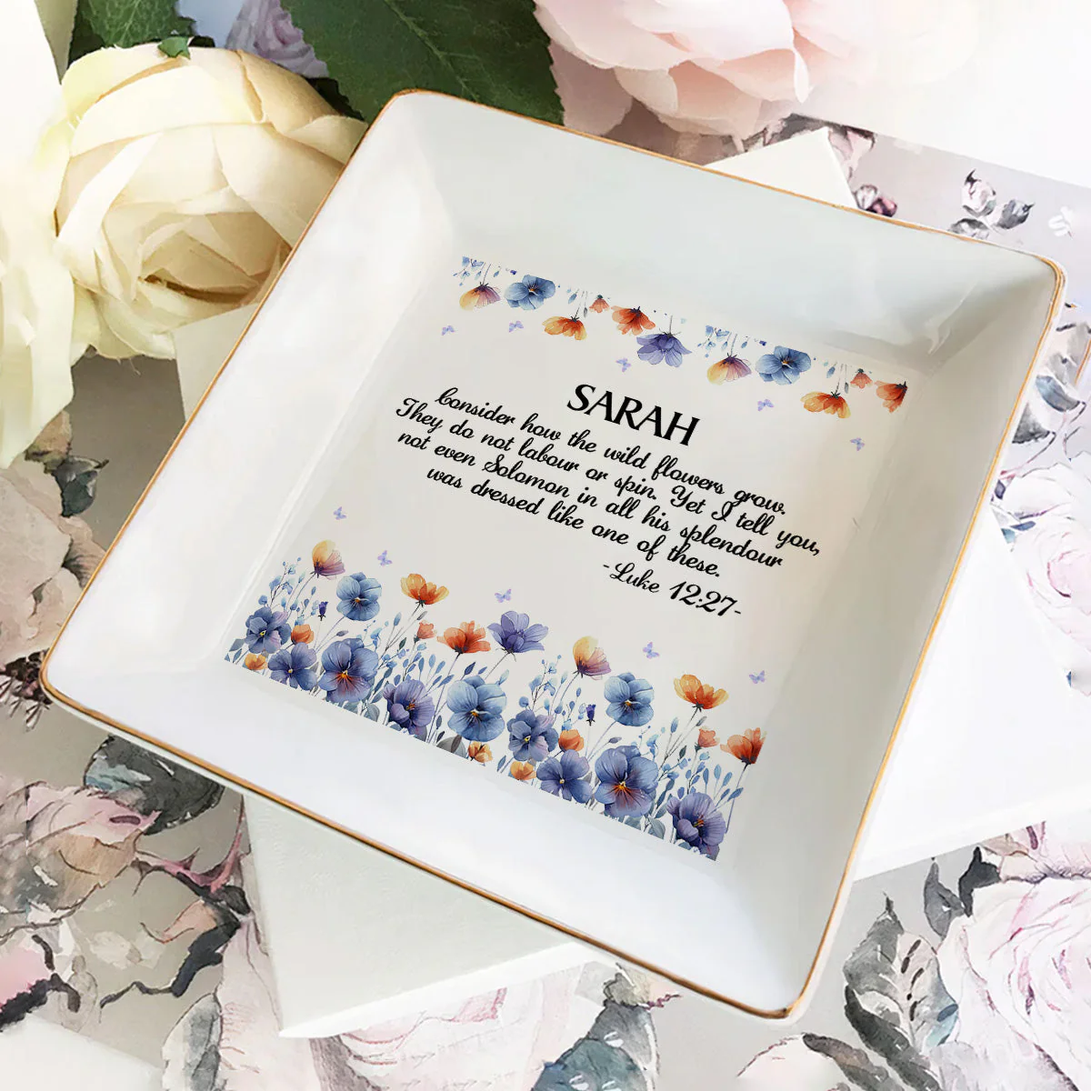 Consider How The Wild Flowers Grow - Personalized Jewelry Dish - Gift For Grandma, Mom, Girlfriend, Wife, Bestie, Sister NH96 - Image 2