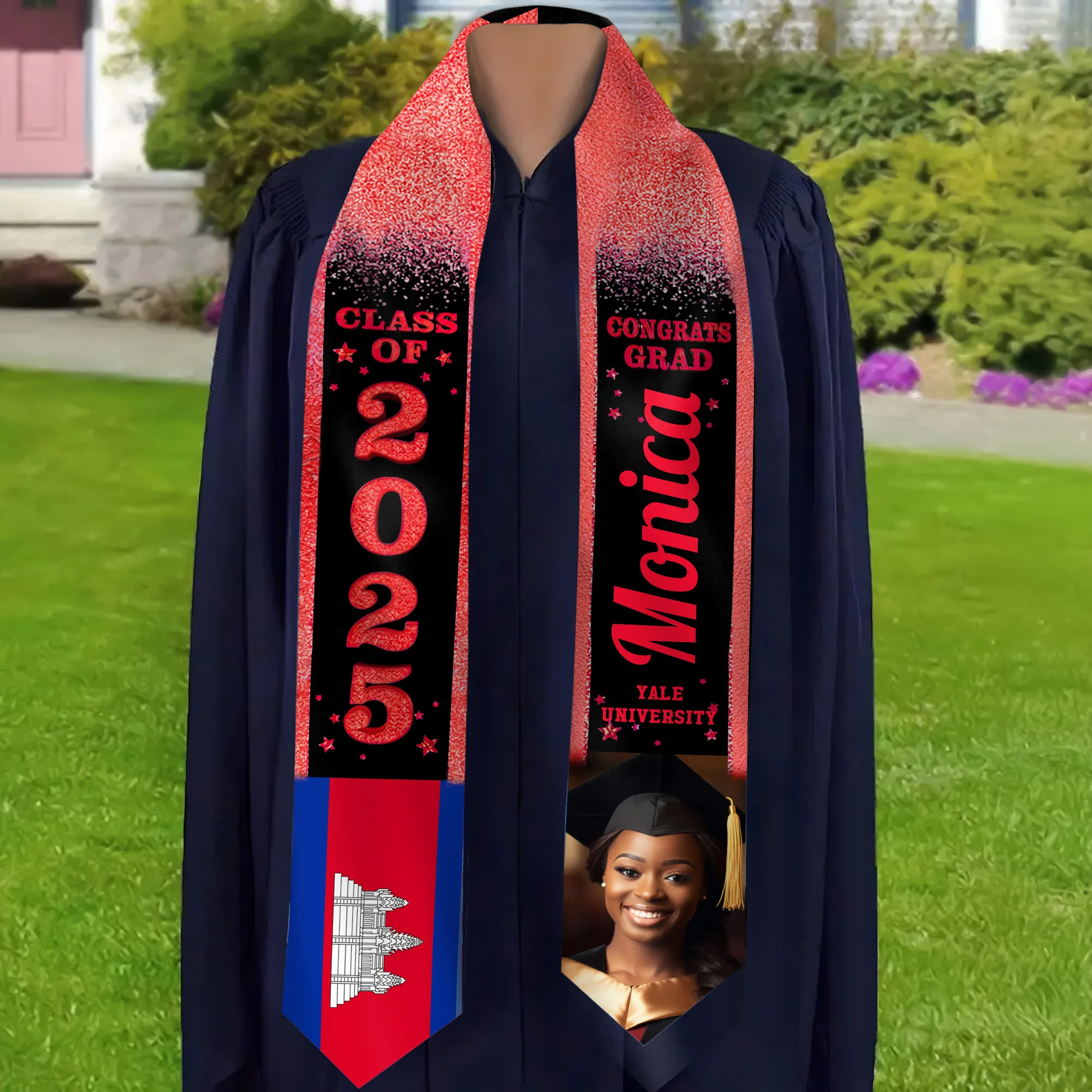 Country Flag Class Graduation  - Personalized Graduation Stoles - Graduation Gift, Senior Gift | Custom Photo NH96 - Image 3