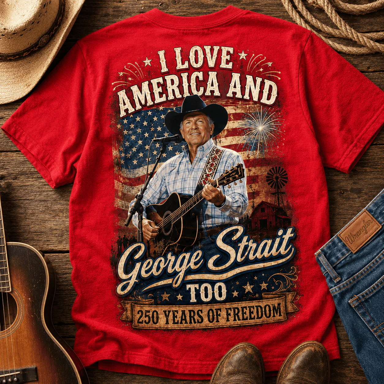 Country Music Legend I Love America George - Personalized Shirt - Gift For Family - Image 3