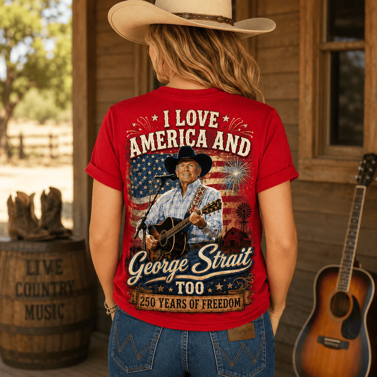 Country Music Legend I Love America George - Personalized Shirt - Gift For Family - Image 5