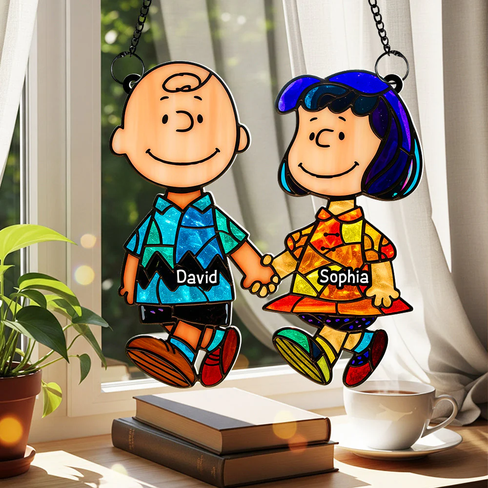 Couple Holding Hand - Personalized Window Hanging Suncatcher Ornament - Gift For Couples NL122 - Image 2