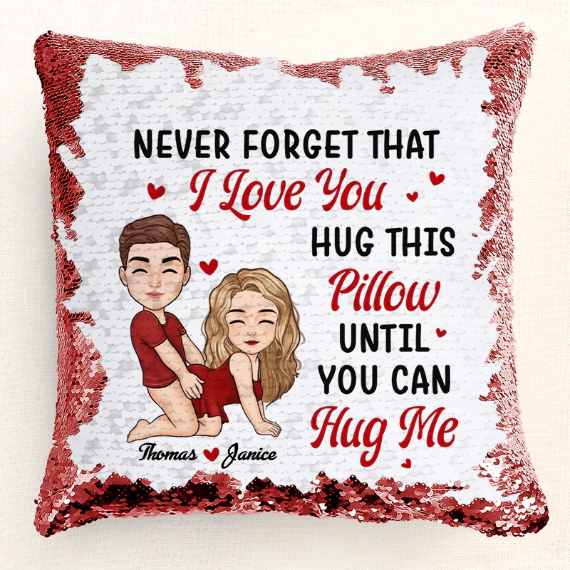 Couple I'd Rather Be Kissing You  - Personalized  Sequin Pillow  - Gift For Couple, Husband Wife, Anniversary Gift|GR10 NA94