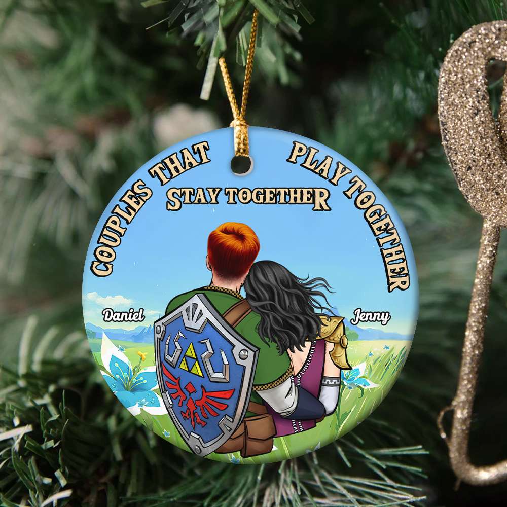 Couple That Play Together Stay Together Zelda - Personalized Ceramic Ornament - Gift For Couple, Husband Wife - CL32 NH96