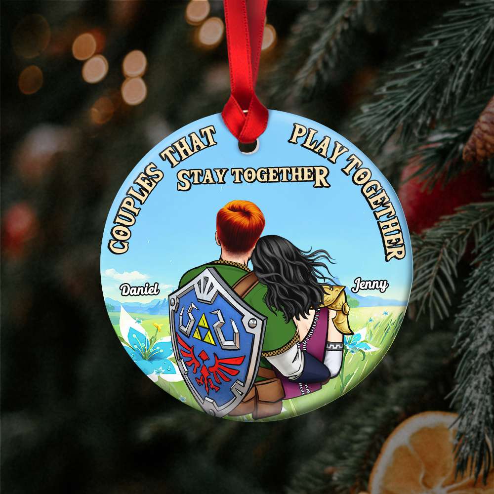 Couple That Play Together Stay Together Zelda - Personalized Ceramic Ornament - Gift For Couple, Husband Wife - CL32 NH96 - Image 3