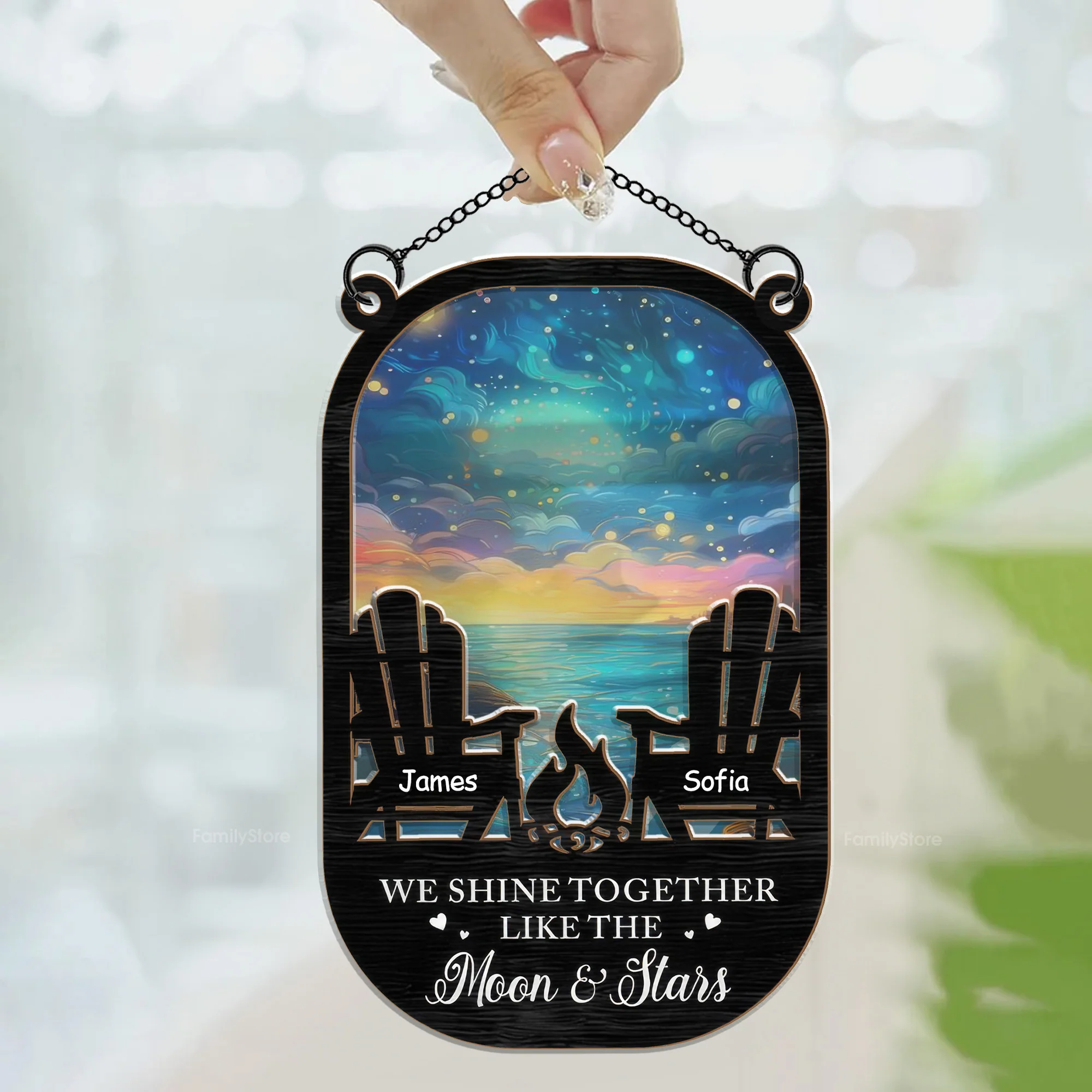 Couple We Shine Together - Gift For Camping Lovers - Personalized Window Hanging Window Hanging Suncatcher Ornament NA94 - Image 3