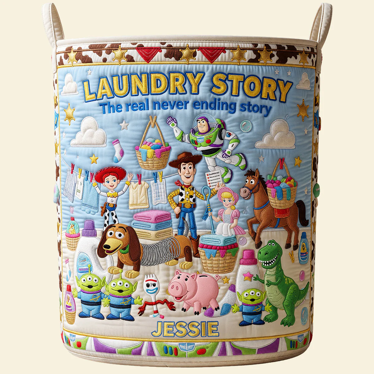 Cowboy Story Endless Load - Personalized Quilted Laundry Basket - Gift For Movie Fans, Laundry Lovers - Image 4