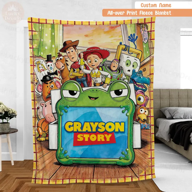 Cowboy Story Friends - Personalized Blanket - Gift For Kids, Movie Fans
