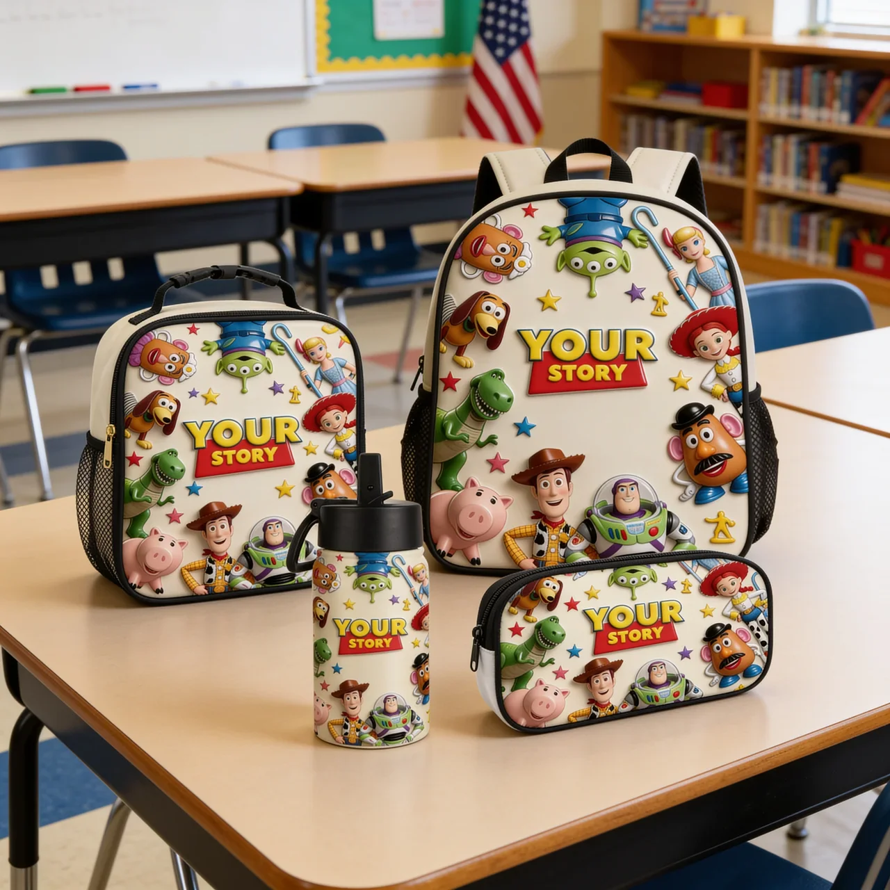 Cowboy Story You've Got A Friend In Me - Personalized Backpack, Lunch Bag, Pencil Case & Water Bottle - Back To School Gift - Image 3