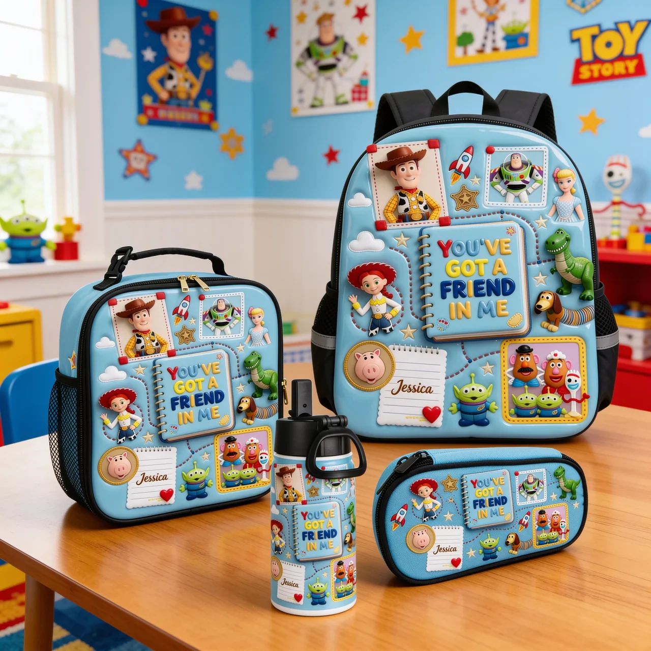 Cowboy Story You've Got A Friend In Me - Personalized Backpack, Lunch Bag, Pencil Case & Water Bottle - Back to School Gifts