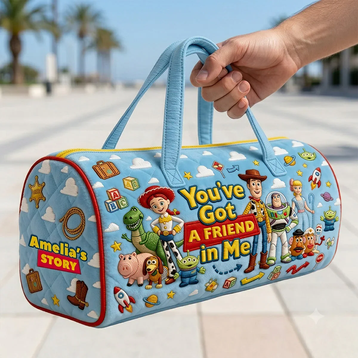 Cowboy Story You've Got A Friend In Me - Personalized Quilted Duffle Bag -  Gift For Kids, Movie Fans - DSNY - Image 3
