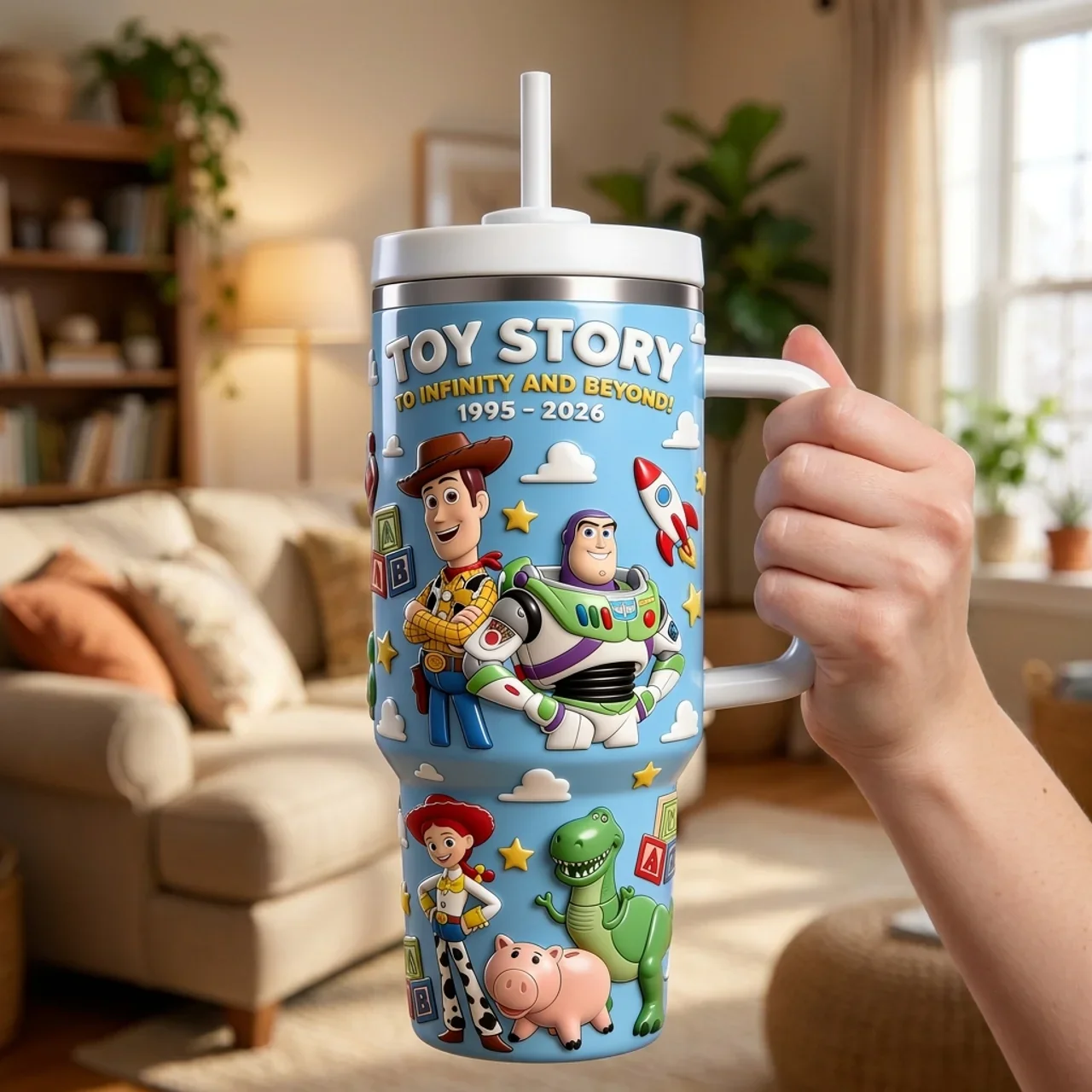 Cowboy Story You've Got A Friend In Me - Personalized Tumbler With Handle - Gift For Movie Fans - Image 4
